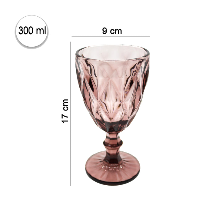 Juego Set 6 Copas Vidrio Cristal Colores 300ml