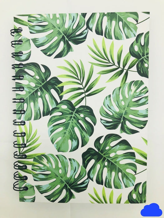 Libreta Pasta Rigida Bolsillo Espiral Hojas Tropicales Boza Grande