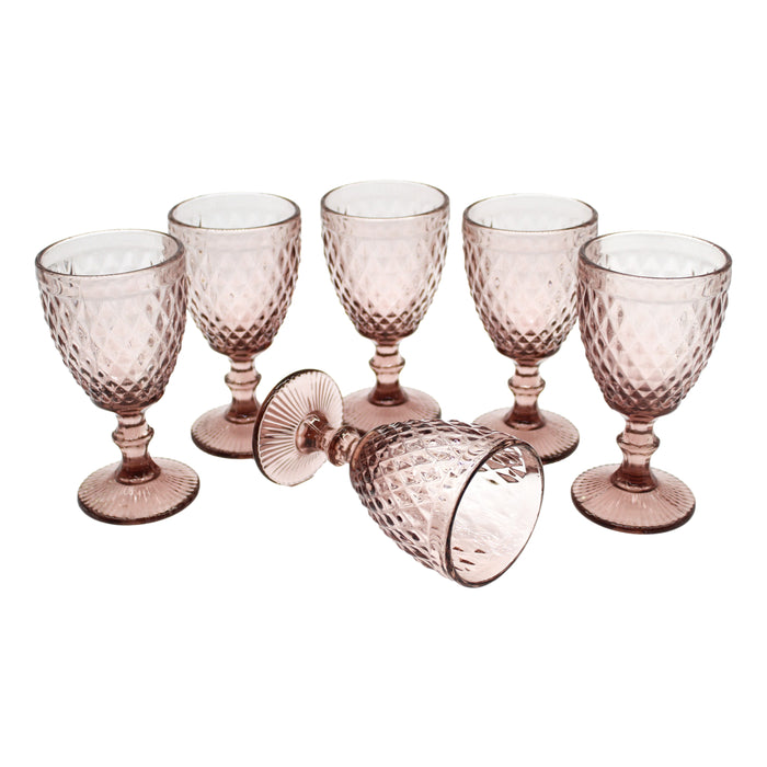 Juego Set 6 Copas Vidrio Cristal Colores 300ml