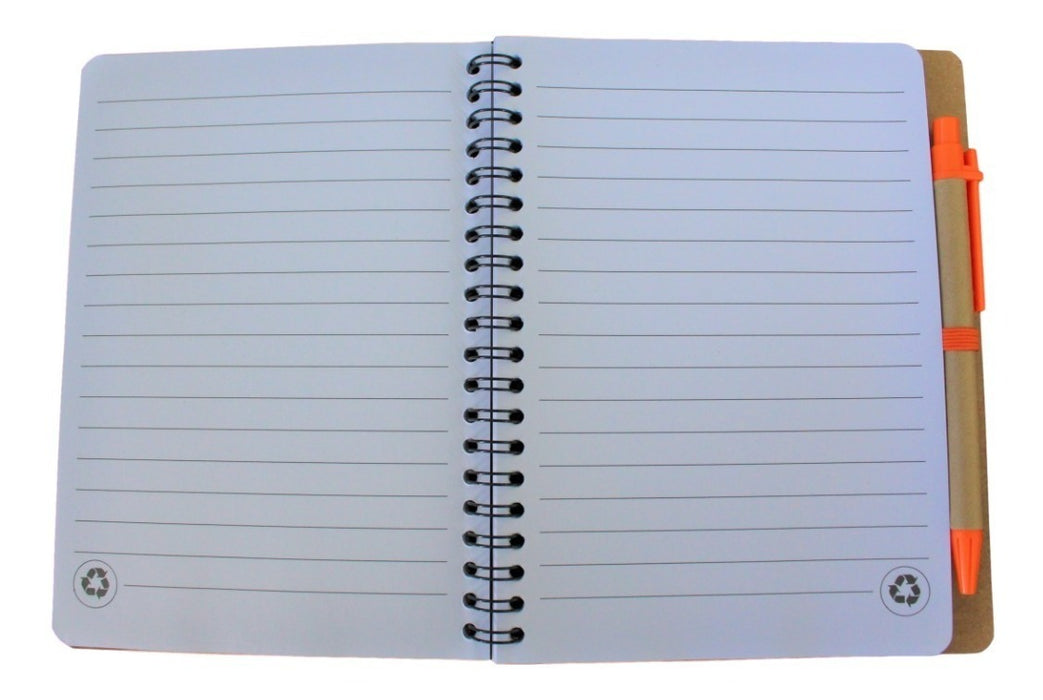 Libreta Cuaderno Ecologico 1/2 Carta Pasta Dura Con Bolígrafo 13 X 18cm Grabado Laser 70 Hojas