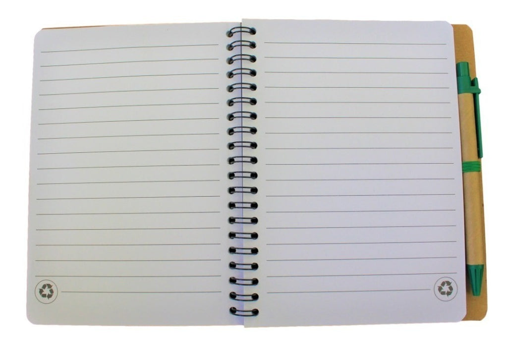 Libreta Cuaderno Ecologico 1/2 Carta Pasta Dura Con Bolígrafo 13 X 18cm 70 Hojas