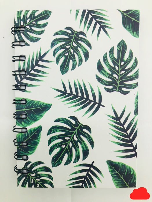 Libreta Pasta Rigida Bolsillo Espiral Hojas Tropicales Boza Chica