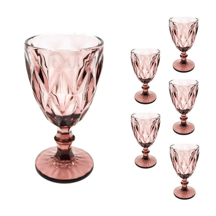 Juego Set 6 Copas Vidrio Cristal Colores 300ml