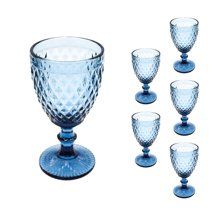 Juego Set 6 Copas Vidrio Cristal Colores 300ml