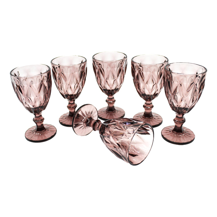 Juego Set 6 Copas Vidrio Cristal Colores 300ml