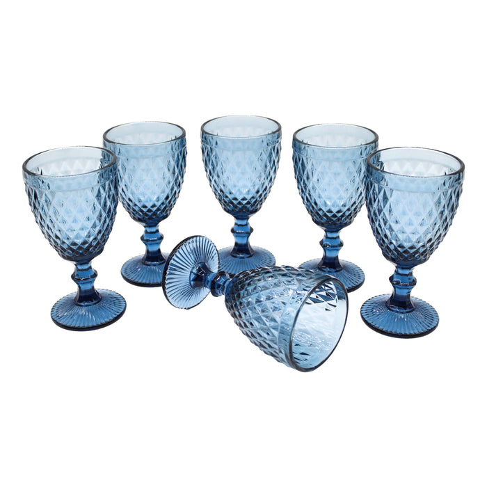 Juego Set 6 Copas Vidrio Cristal Colores 300ml