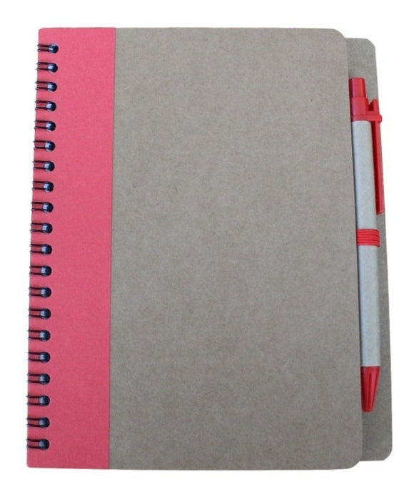 Libreta Cuaderno Ecologico 1/2 Carta Pasta Dura Con Bolígrafo 13 X 18cm Grabado Laser 70 Hojas