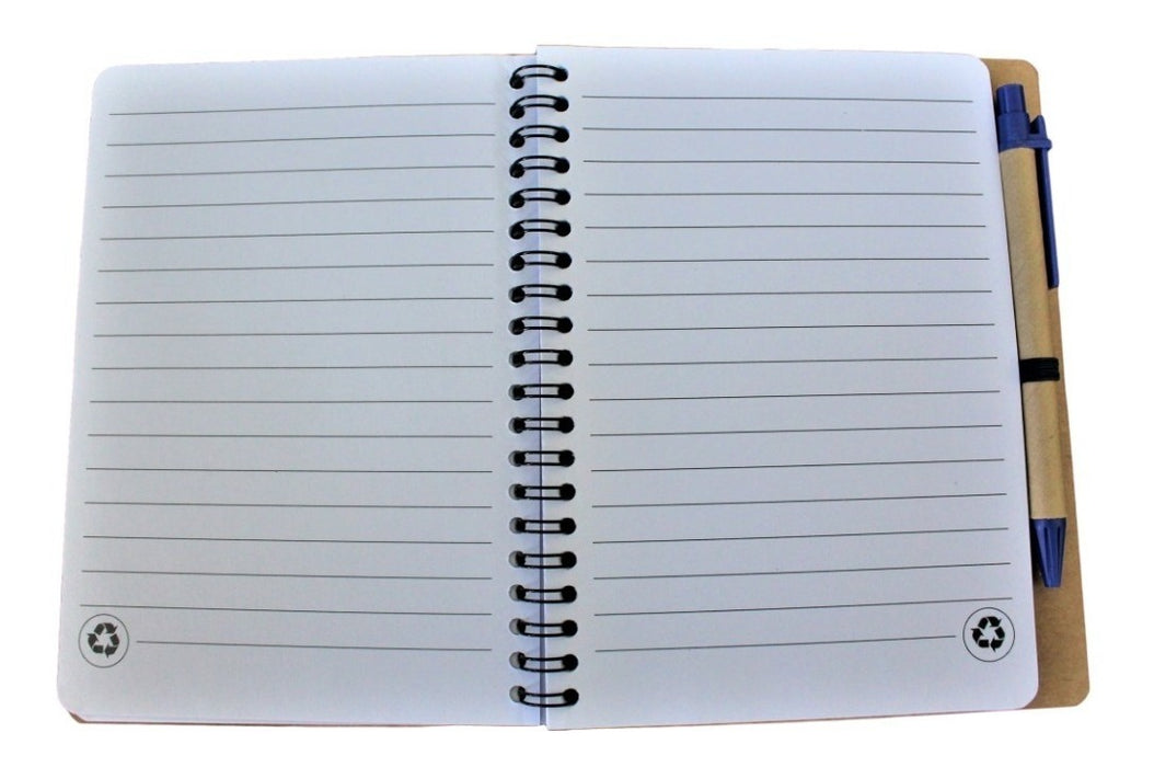 Libreta Cuaderno Ecologico 1/2 Carta Pasta Dura Con Bolígrafo 13 X 18cm 70 Hojas