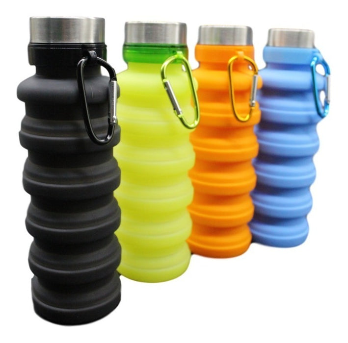 Termo Plegable Silicón Botella Vaso Tapa Acero Inoxidable