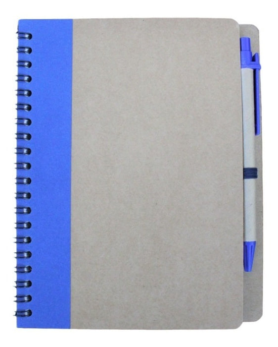 Libreta Cuaderno Ecologico 1/2 Carta Pasta Dura Con Bolígrafo 13 X 18cm 70 Hojas