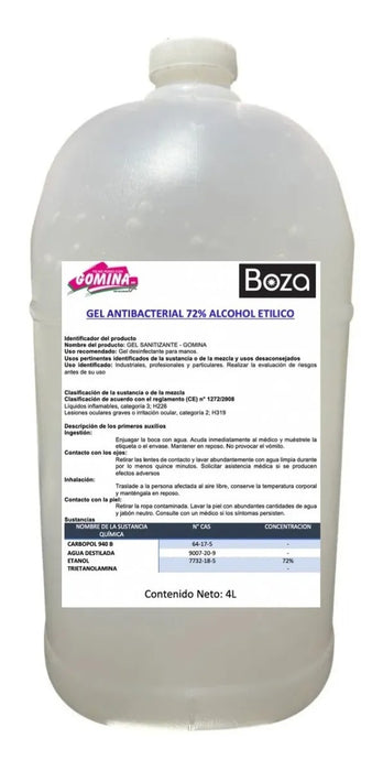 Alcohol 72% Gel Antibacterial Concentrado 4 Litros