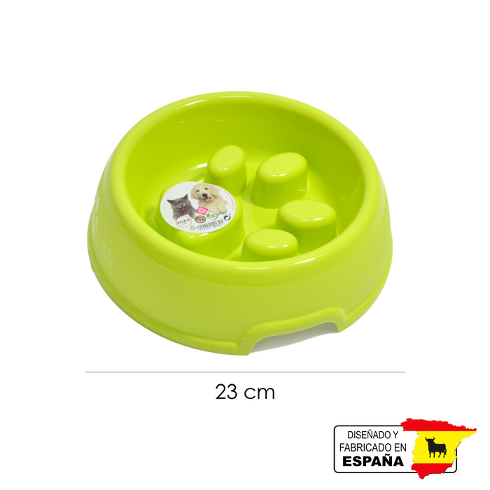 Plato Comedero Alimentacion Lenta Mascota Perro Gato 23CmØ