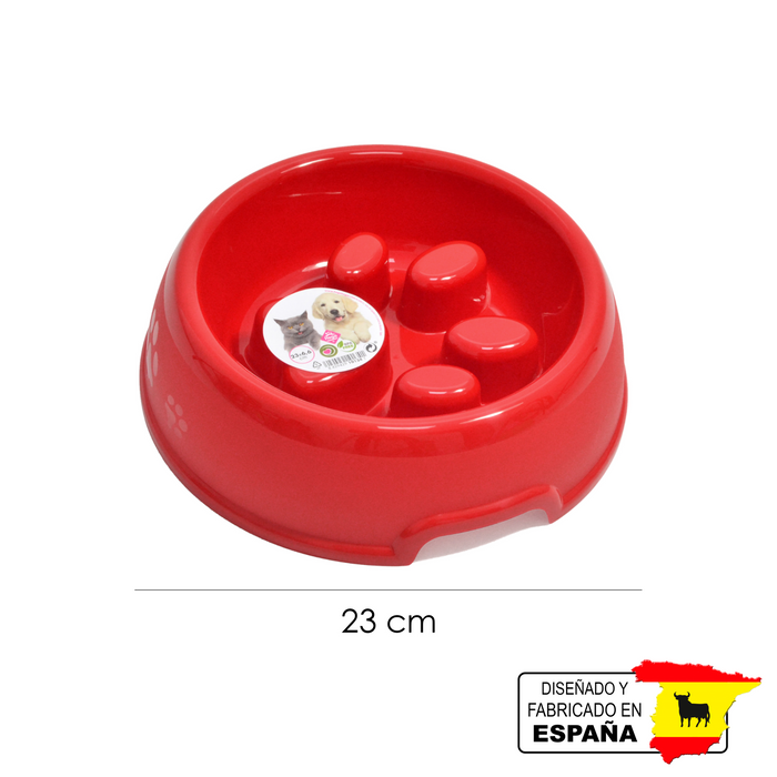 Plato Comedero Alimentacion Lenta Mascota Perro Gato 23CmØ